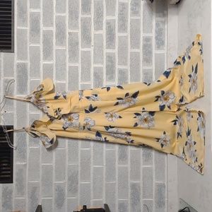 J by J.O.A. Women's Ruffled Off the Shoulder Yellow Floral Jumpsuit Size Medium